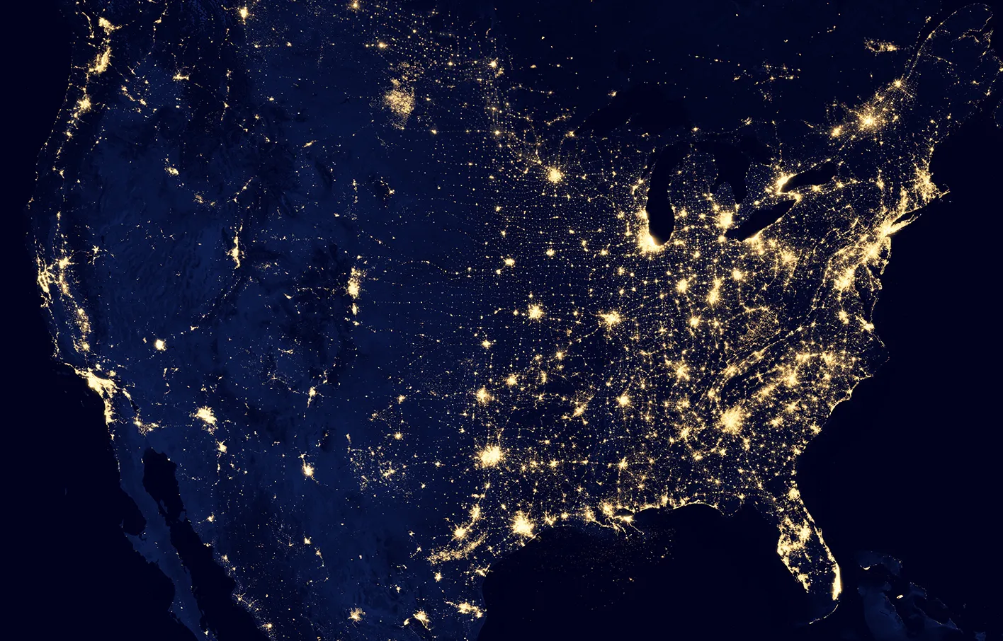 Image of the US lit up